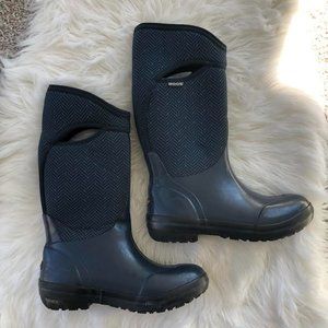Bogs Women's Navy Blue Herringbone Tall Rain Snow Winter Boots